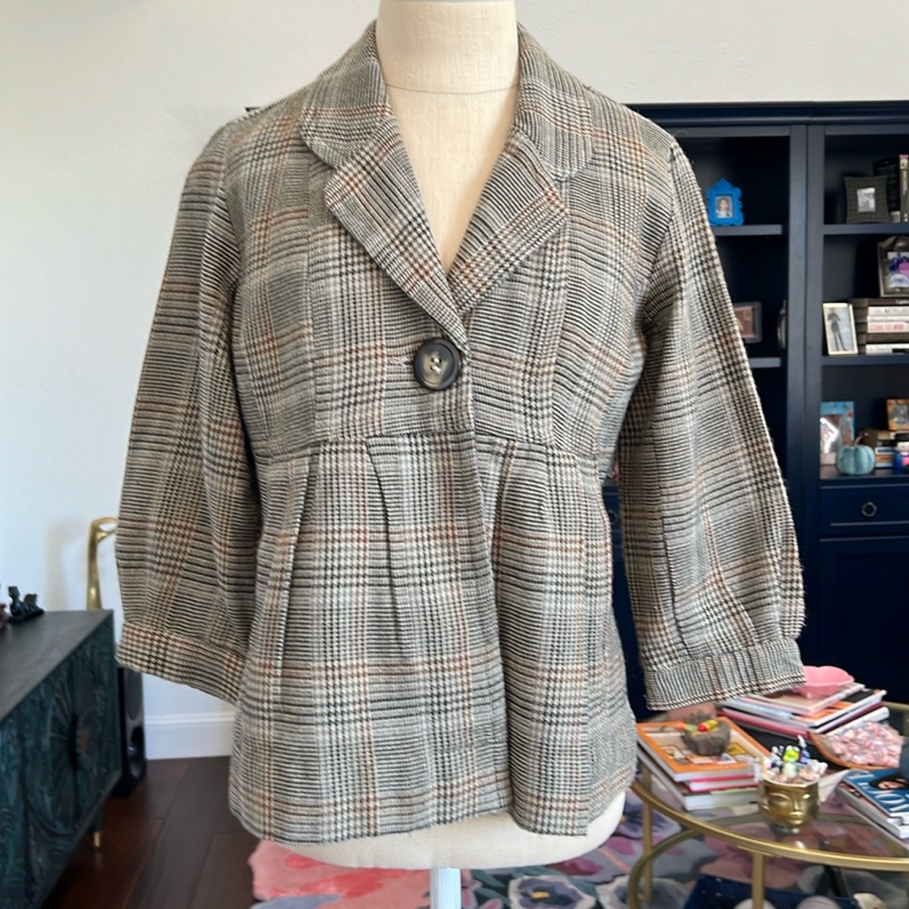 Art and Soul tan plaid blazer size S